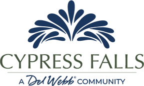 Cypress Falls Del Webb Community Logo Stacked Blue